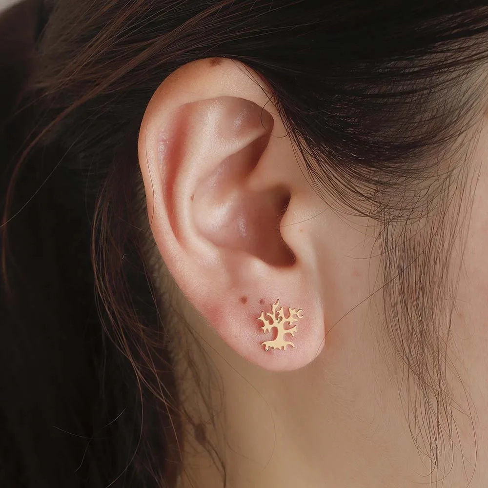 Чандлер Древо жизни серьги счастливые сережки-пуссеты-растения Statement Fashion Jewelry