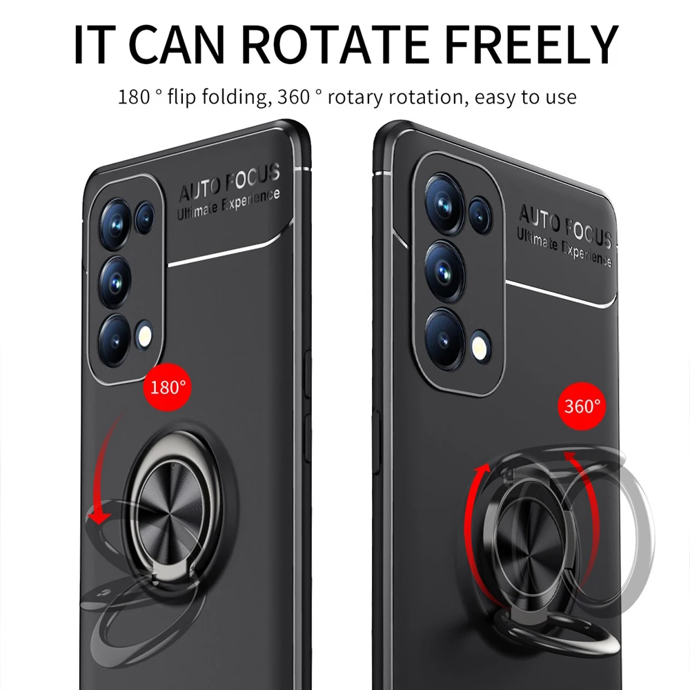 KEYSION Shockproof Case For OPPO A74 A54 5G A53S A55 A95 A94 A93 4G Silicone Metal Ring Stand Phone back cover for OPPO F19 Pro+