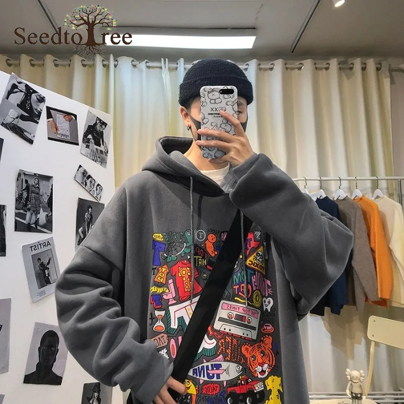 

Men's and Women's Casual Sweatshirts Printing Loose Hoodies Hip-hop Korean Fashion Couple Sweaters