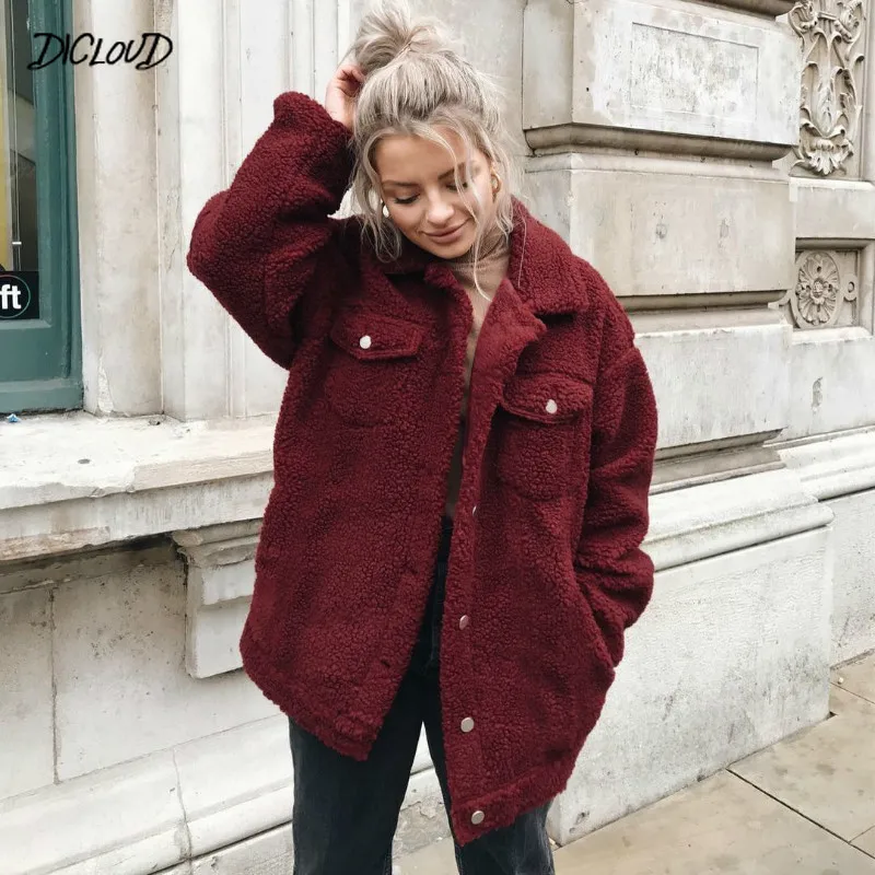 2019 зимний плюшевый пальто для женщин модная одежда с длинными рукавами свободные