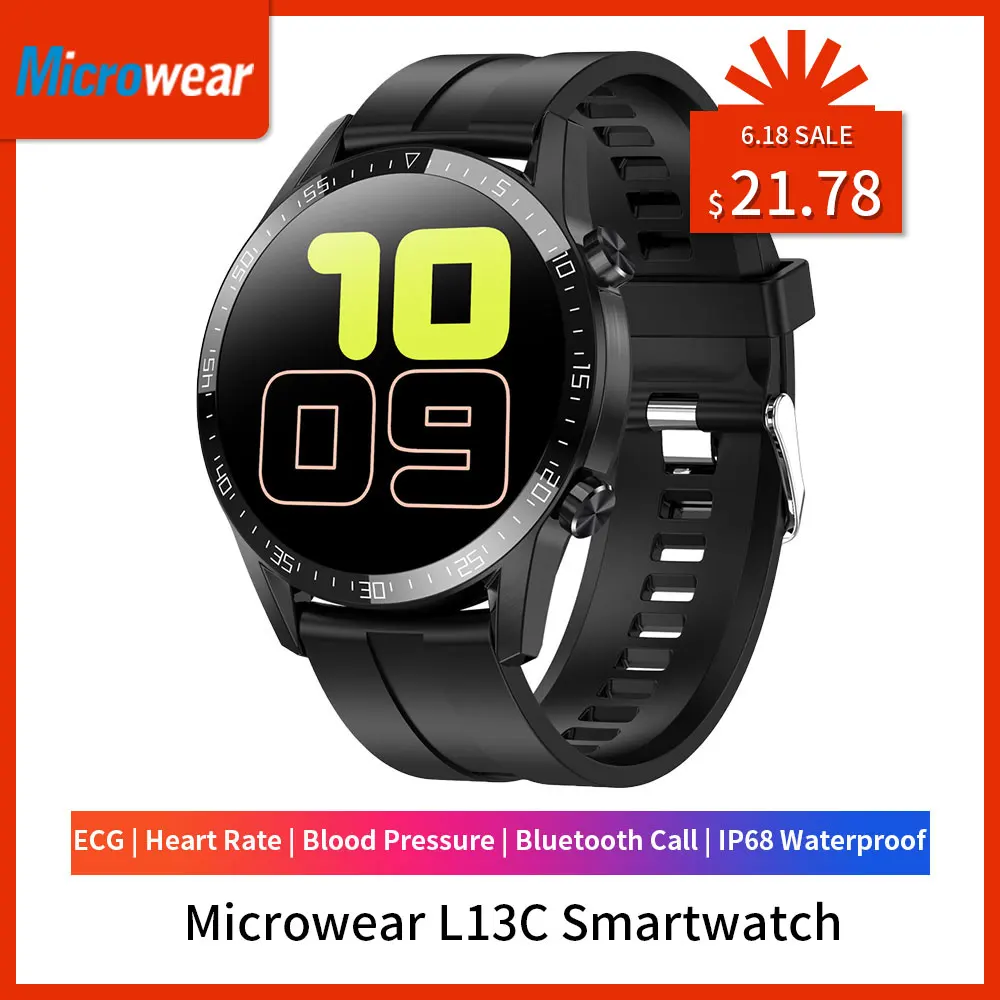 Смарт часы Microwear L13C умные с пульсометром шагомером IP68 водонепроницаемость Bluetooth VS