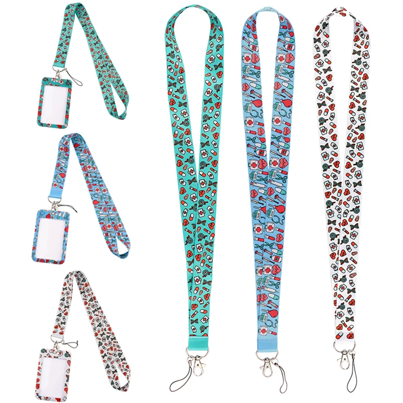 

20pcs/lot AD1167 Patchfan Medicine Doctor Lanyard for key Phone USB Badge Holders Webbing PVC Credit Card Holder Card Case