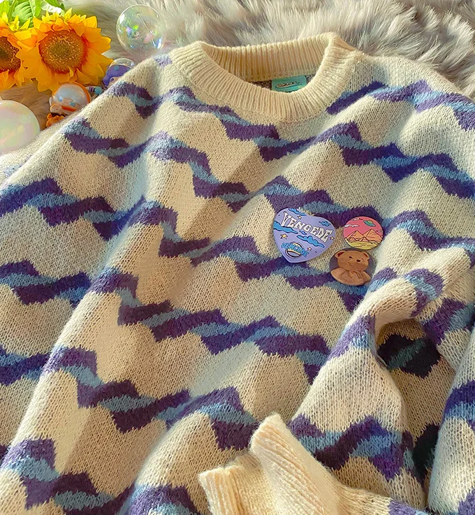 

Новинка 2021, Осенний женский полосатый пуловер