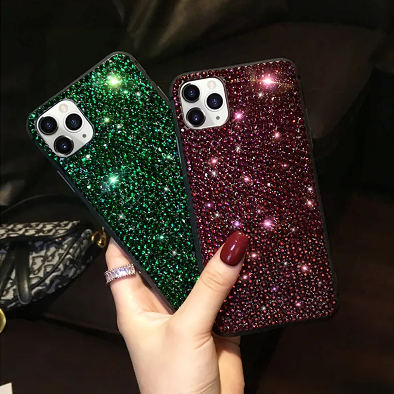 Мягкий Роскошный блестящий чехол из ТПУ со стразами для iPhone 6 6S 7 8 Plus ударопрочный