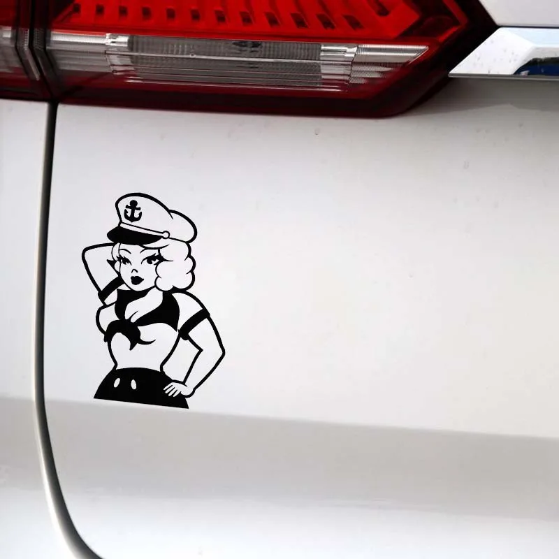 

Car Stickers Sexy Gorgeous Navy Girl Fashion Style Auto Accessories Decoration PVC Stickers Waterproof Black/white, 14cm*10cm