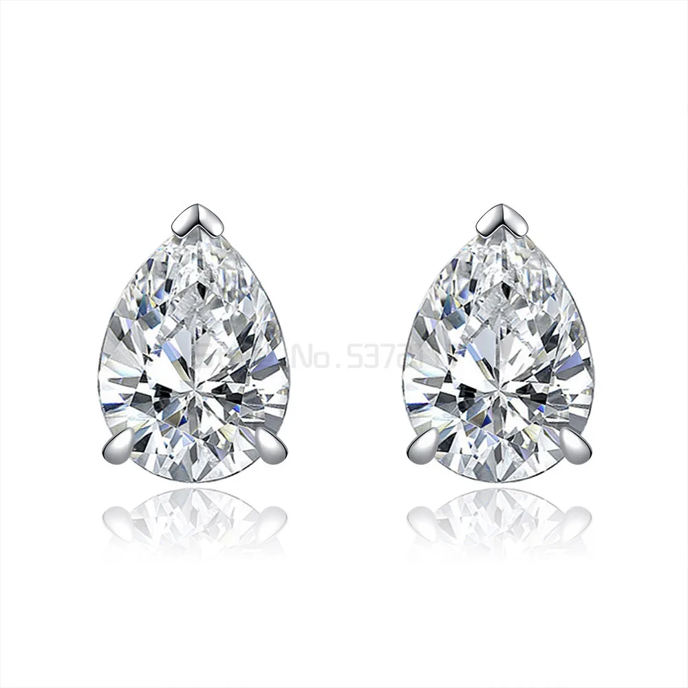 

925 Sterling Silver exquisite 6 * 6mm bright AAAAA + Zircon Earrings are a high-quality party for women's jewelry