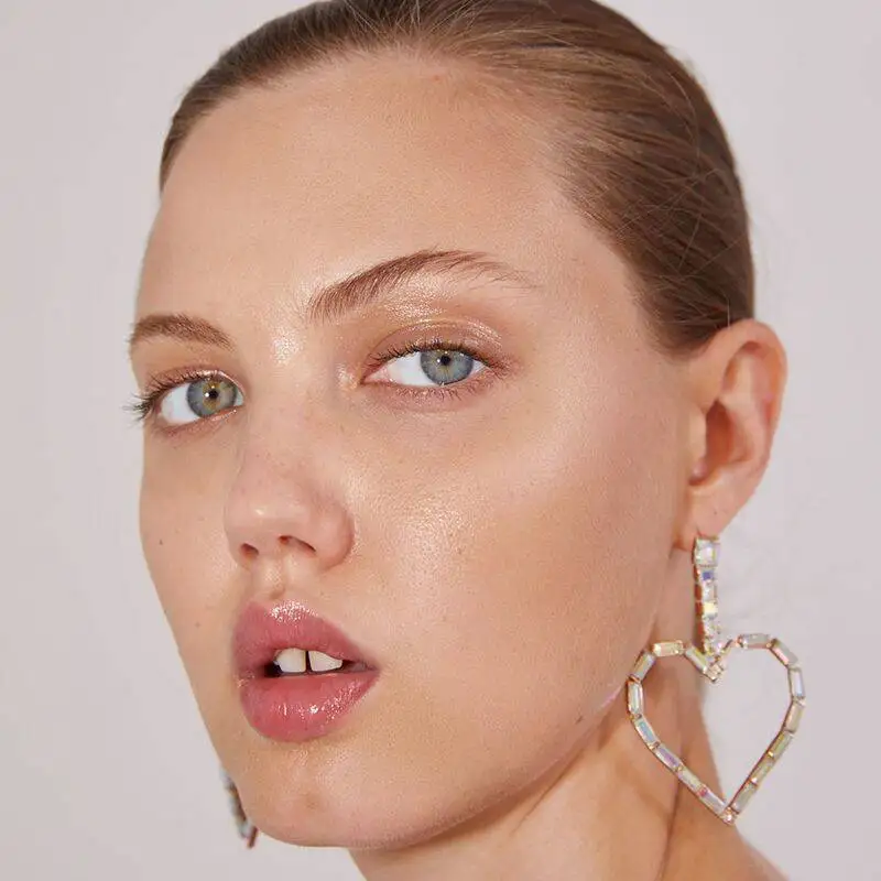 Модные стеклянные хрустальные серьги в форме сердца женские богемные