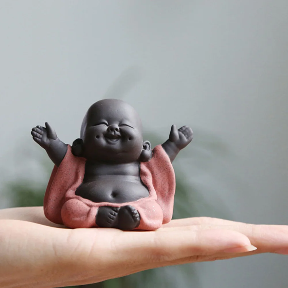 

2 Pcs Mini Tea Pet Decor Adornments Statue Decor Purple Clay Craft