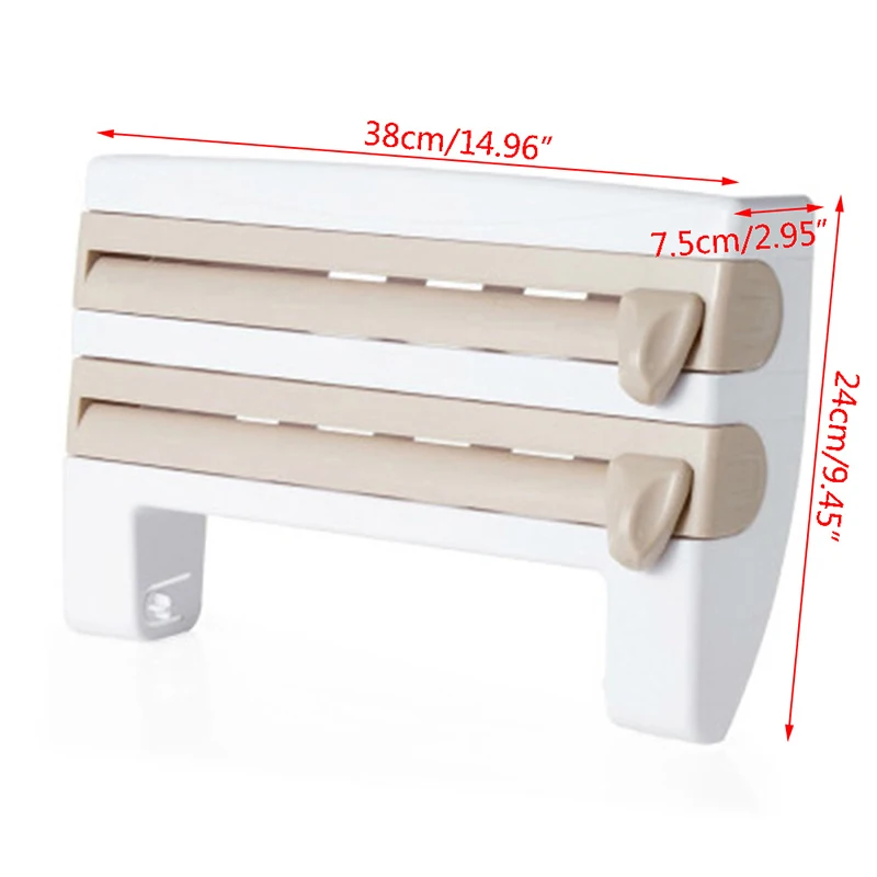 

4 In 1 Kitchen Organizer Paper Towel Holder Cling Film Cutting Holder Sauceshelf