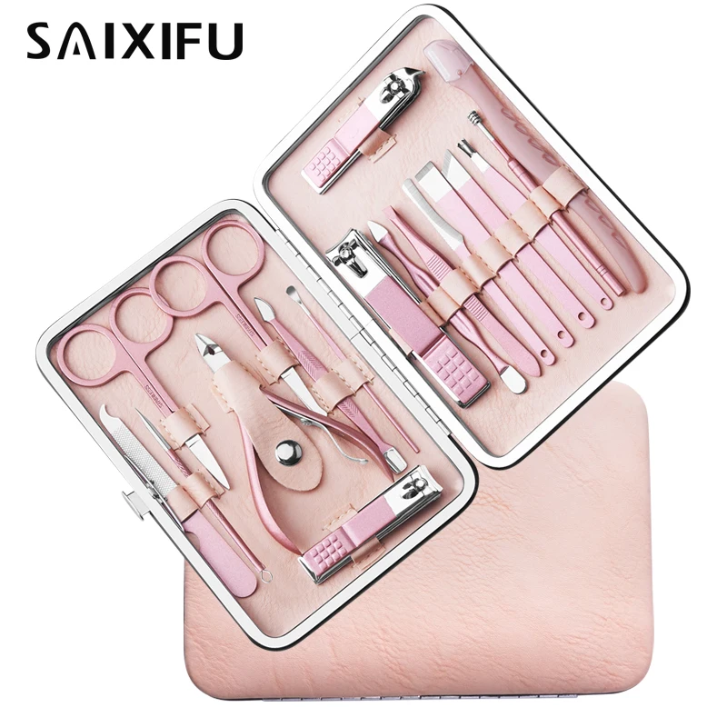 18 в 1 розовое золото кусачки для ногтей набор педикюра портативный дорожный