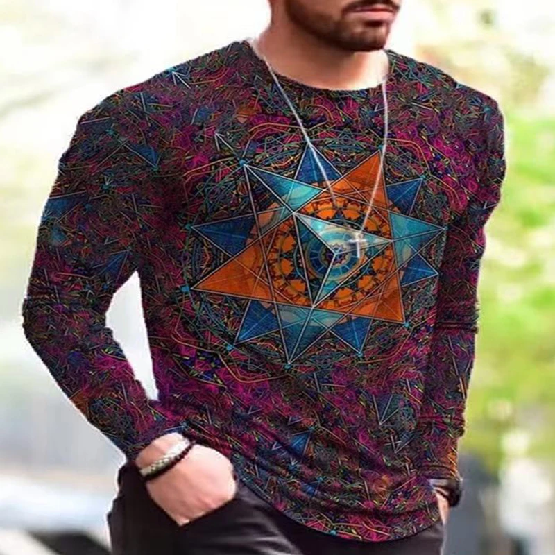 

2021 spring and autumn new European and American men's fashion casual sports simple printing round neck long sleeve T-shirt