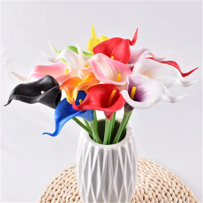 

Calla lily Artificial Flower Colorful Artificial Latex Real Touch Fake Flower Wedding Home Decor Bridal Bouquet Fake Flowers