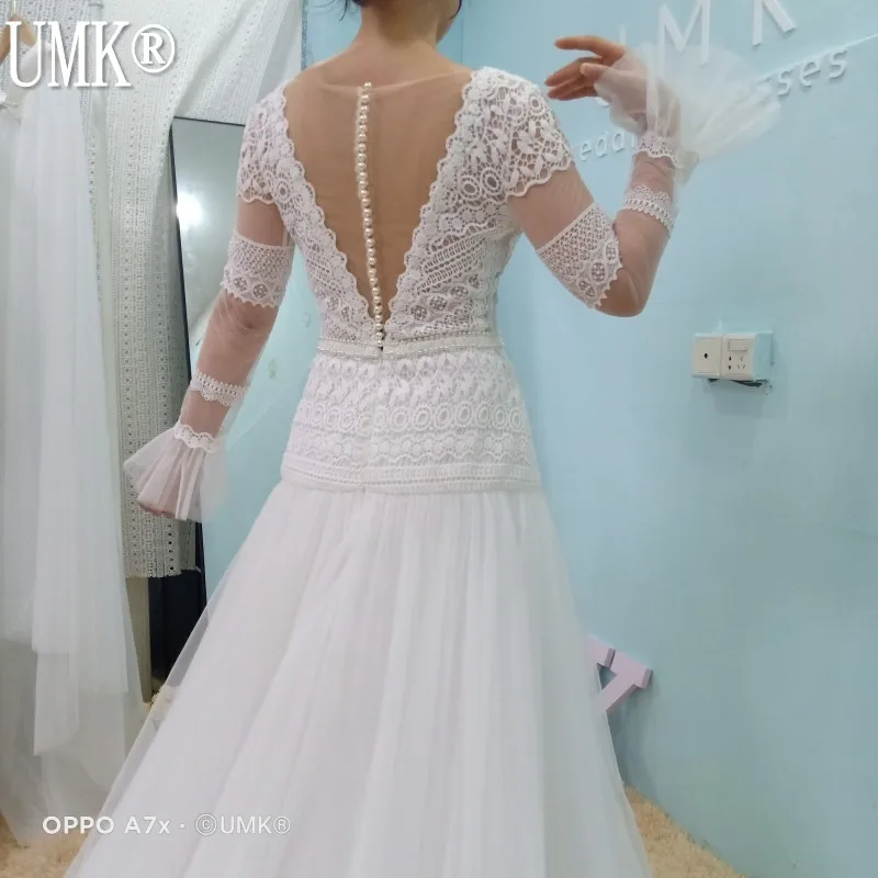 УМК В богемном стиле кружевное платье с длинными рукавами свадебное 2021 Винтаж