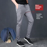 1pcs straight tube mens double headed zipper outdoor open backed pants with fully open crotch convenient pants convenient sex