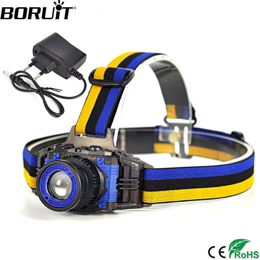 BORUiT 1117 светодиодный налобный фонарь высокой мощности 1000LM Q5 фара 4 режима Zoom Головной фонарь кемпинг охотничья аккумуляторная батарея Встроенный аккумулятор
