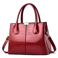 bright leather handbag 2021 new stone pattern simple female bag large capacity one shoulder messenger bag