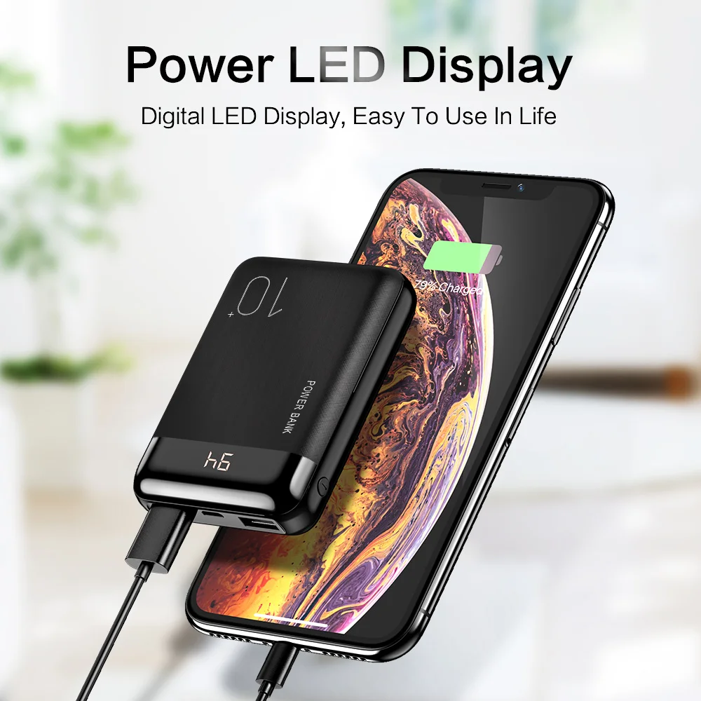 FLOVEME Mini Power Bank 10000mAh LED Display Powerbank For Xiaomi 10000 mAh USB Poverbank External Battery Pack Portable Charger | Мобильные