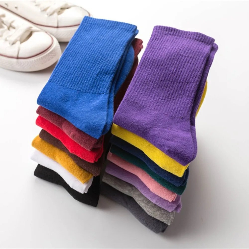 Модные длинные хлопковые носки для мужчин и женщин повседневные дышащие теплые