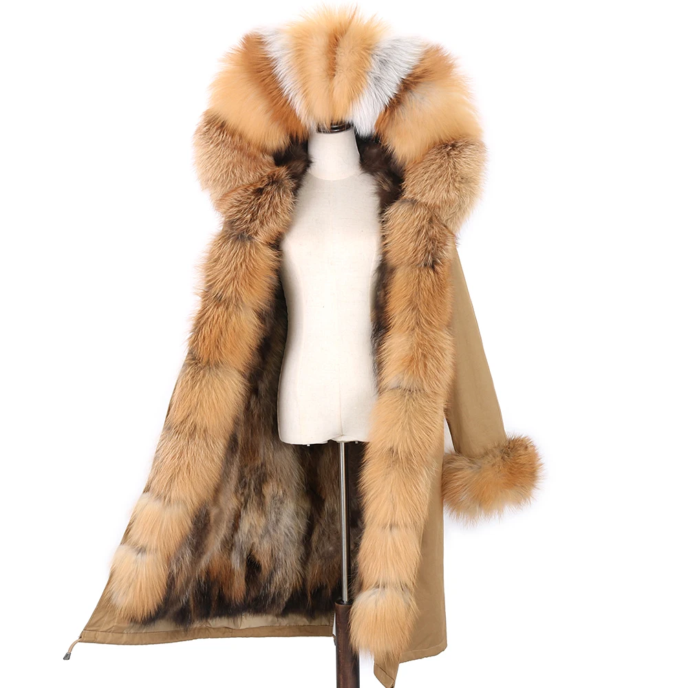 LaVelache New X-Long Parka Winter Jacket Women Real Fur Coat Big Natural Raccoon Fur Hood Streetwear Detachable Outerwear enlarge