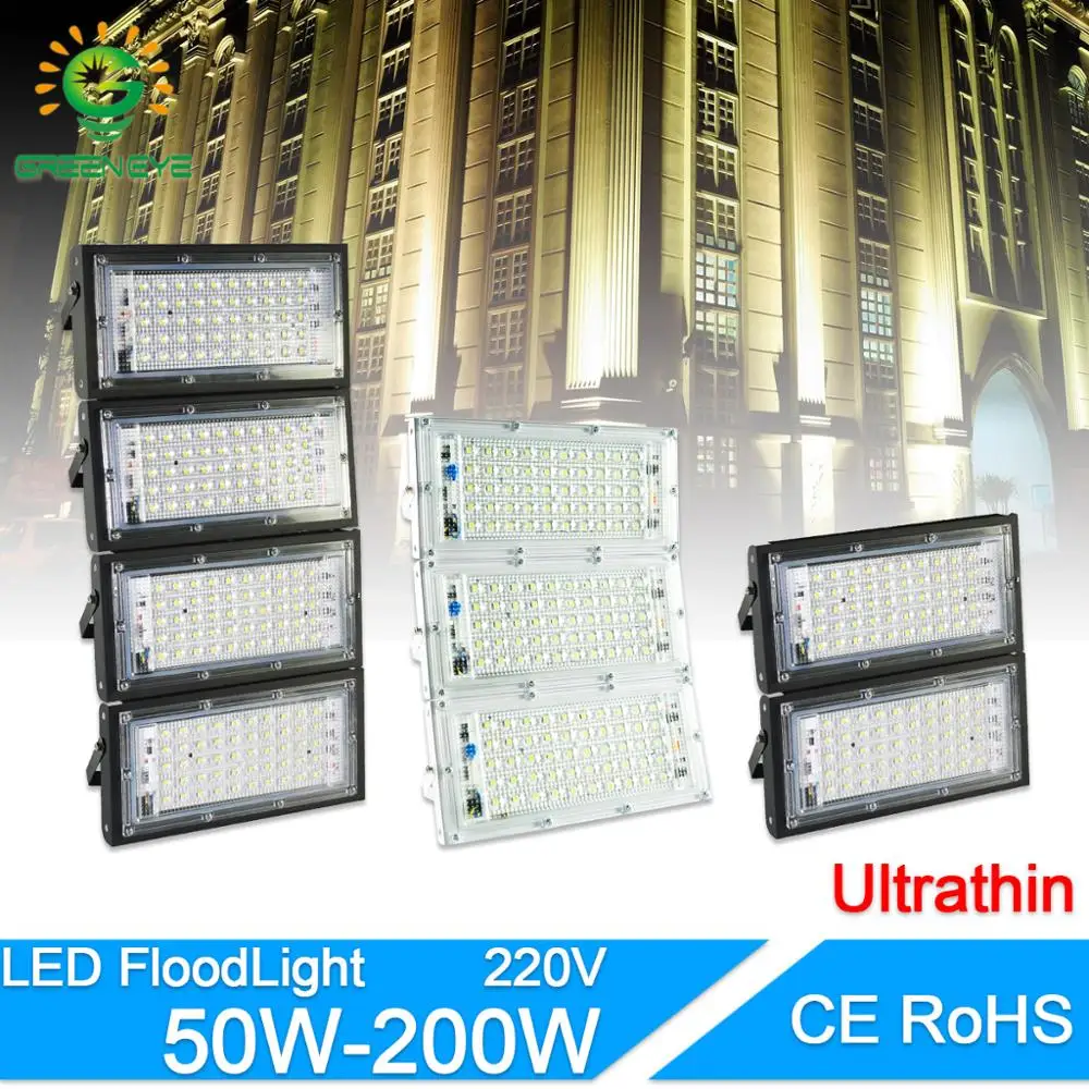Светодиодный прожектор светильник 50W 100W 200W Светодиодный прожектор светильник переменного тока 220V 240V светодиодный уличный фонарь Водонепроницаемый IP65 открытый светильник ing светодиодный cob точечный светильник