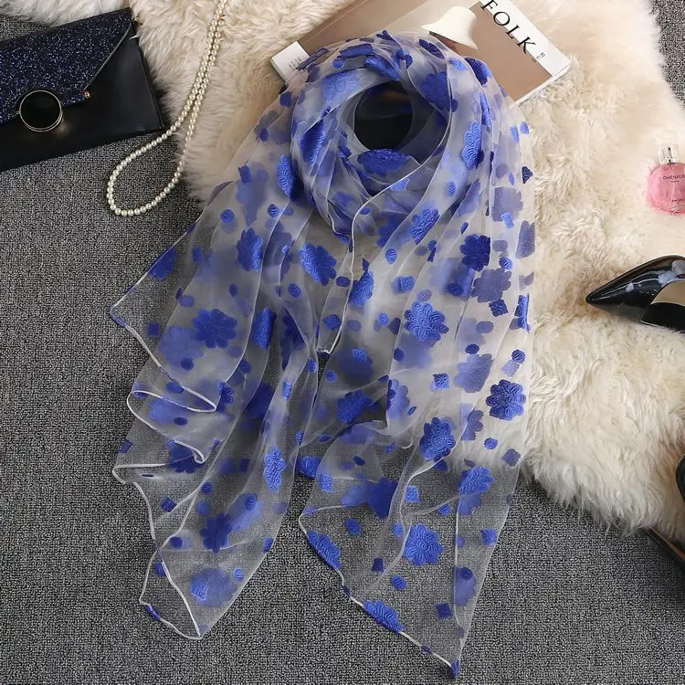 

2020 spring and autumn new pure silk Organza women's Silk Scarf Jacquard Summer Beach Sun Beach scarf hijab scarf scarf women