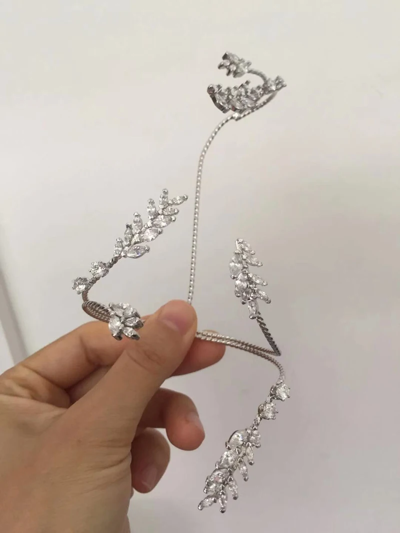 Модный серебряный браслет с кристаллами в форме цветка на ладонь для женщин и