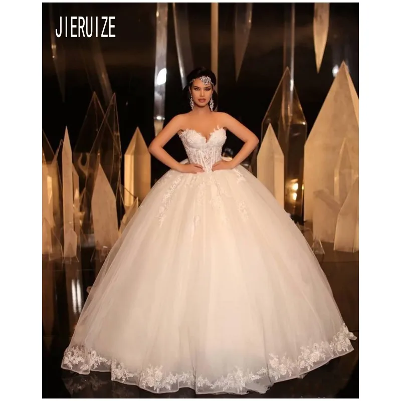 JIERUIZE сексуальное бальное платье свадебное с вырезом сердечком и кружевной
