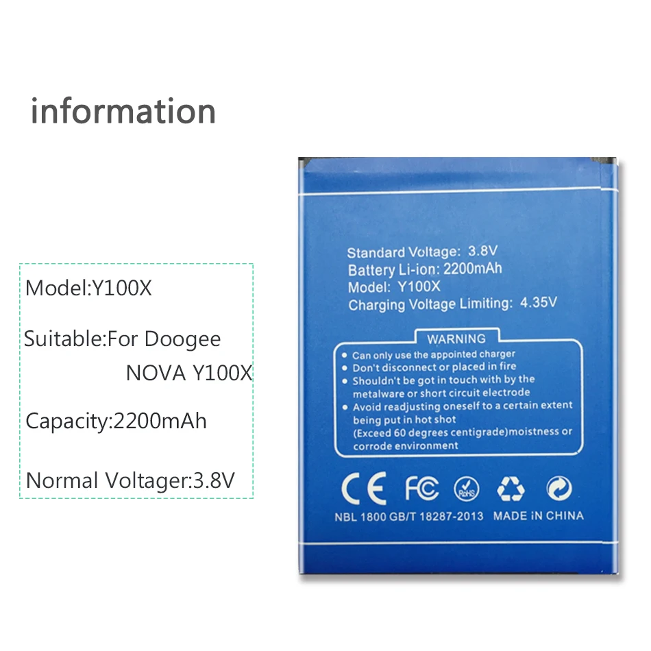 Для Doogee NOVA Y100X 2200mAh полимерный литий-ионный аккумулятор Замена батареи мобильного