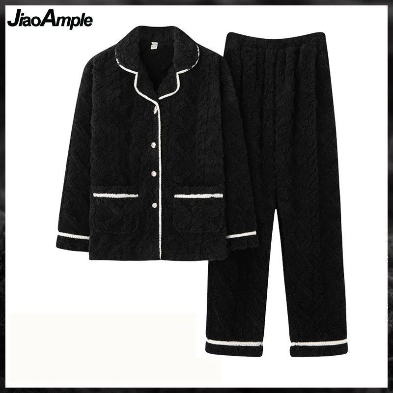

High-grade Coral Velvet Pajamas Women Autumn Winter Models Jacquard Velvet Thickened Pajamas Trousers 2 Piece Plus Size Nightie
