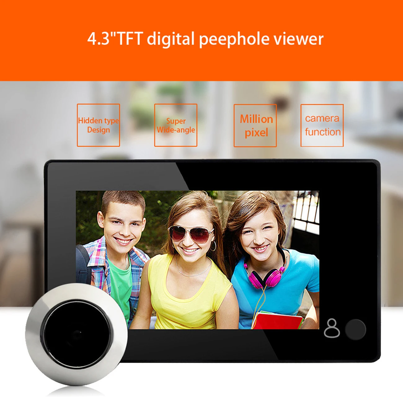 

1080P 4.3 inch USB Color Screen LCD Digital Doorbell camera 145 Degree Door Eye Doorbell Electronic Peephole Door Viewer