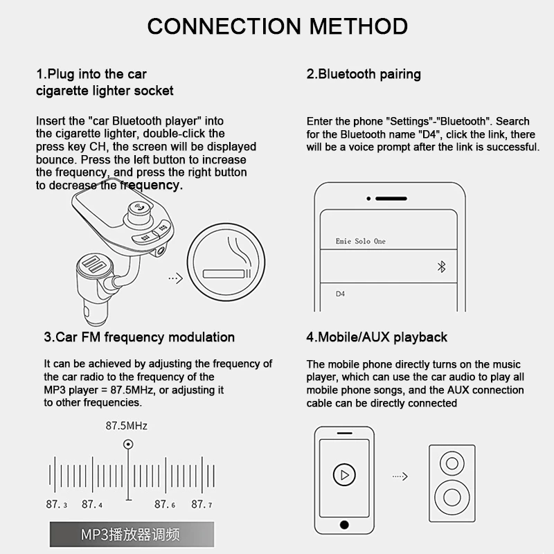 

Car Bluetooth 5.0 FM Transmitter Wireless Handsfree Audio Receiver Auto MP3 Player 2.4A Dual USB Fast Charger Car Accessories