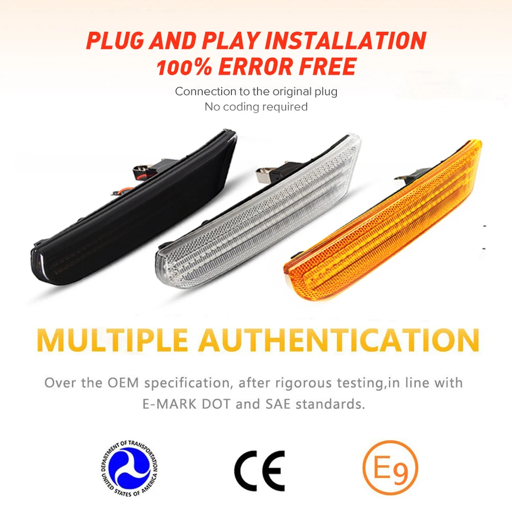 

2Pcs Dynamic LED Side Marker Light Arrow Turn Signal Blinker Indicator Lamps For Porsche 996 911 Carrera Turbo Targa Boxster 986