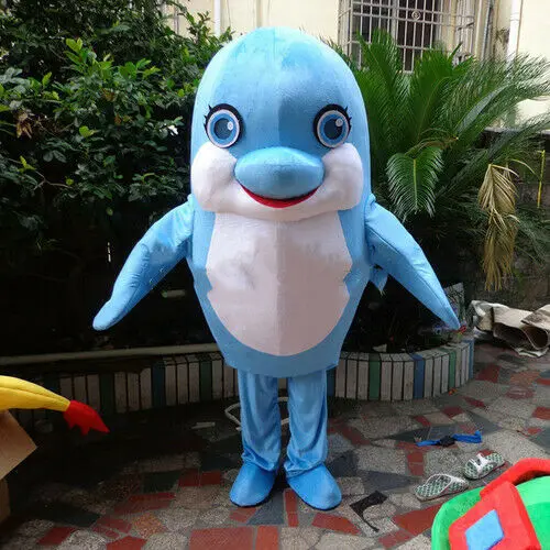 

Blue Dolphin Mascot Costume Suits Cosplay Party Game Fancy Dress Outfits Carnival Halloween Adult Advertising Parade Halloween