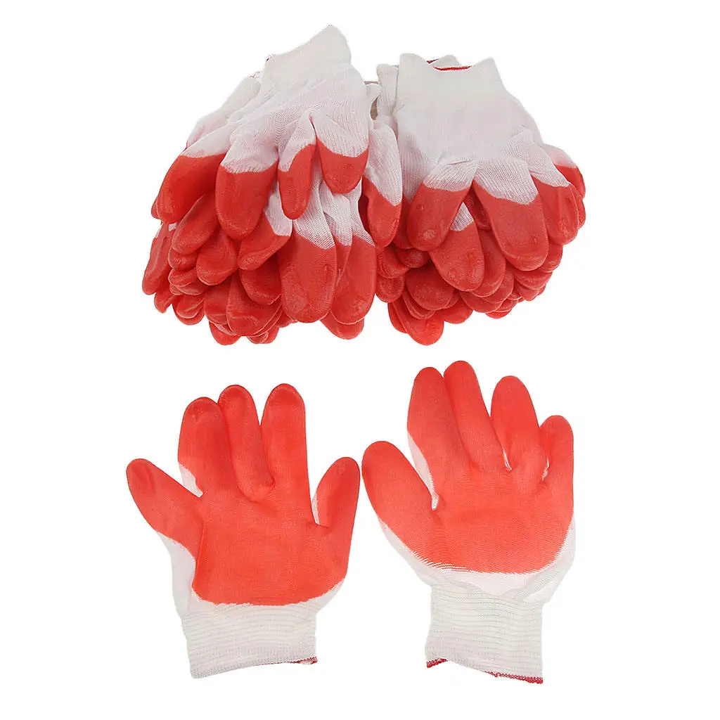 

Latex Rubber Work Wear Safety Grip Gardening Builder Gloves 12Pairs 8''