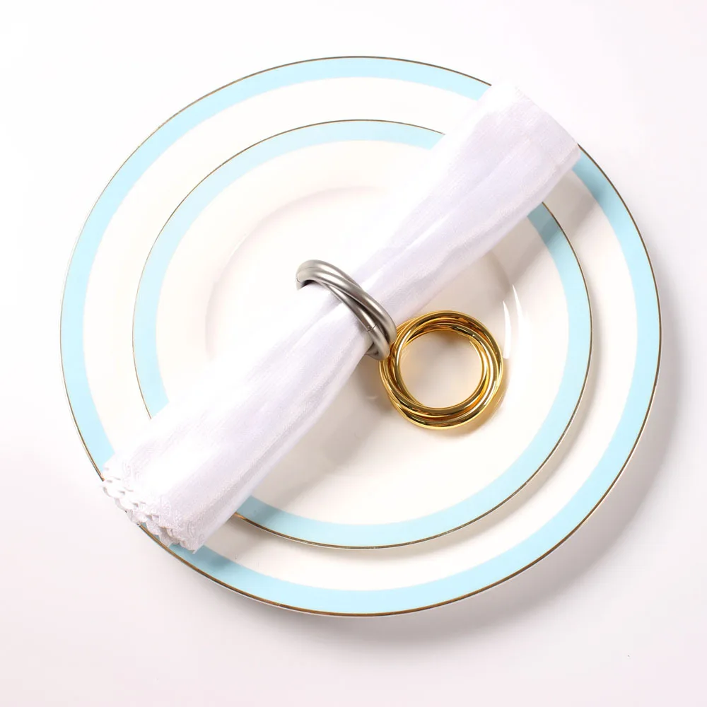

10PCS/Metal Napkin Ring Creative Double Ring Napkin Ring Gold and Silver Napkin Holder Table Decoration Party Jewelry