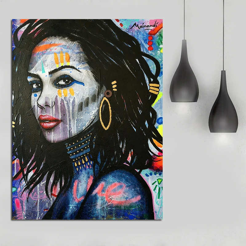 Черно белый креативный Макияж лица Фантазия акварельный постер и Картина на