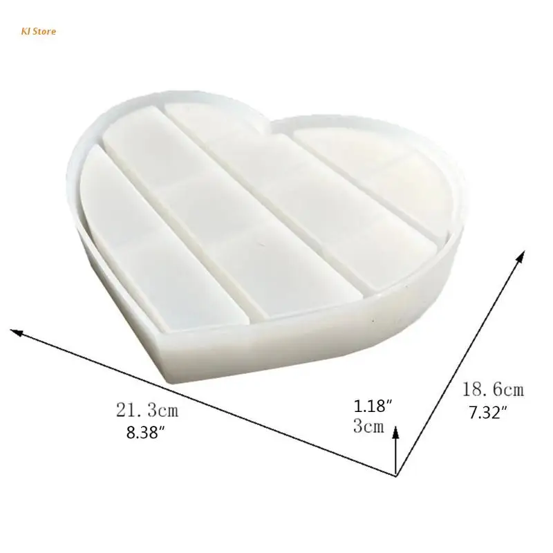 

Love Heart Shaped Tray Epoxy Resin Mold DIY Crafts Display Stand Silicone Mould