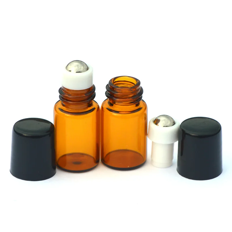 3 шт. образец 2 мл янтарный рулон стеклянная бутылка с металлическим роликом