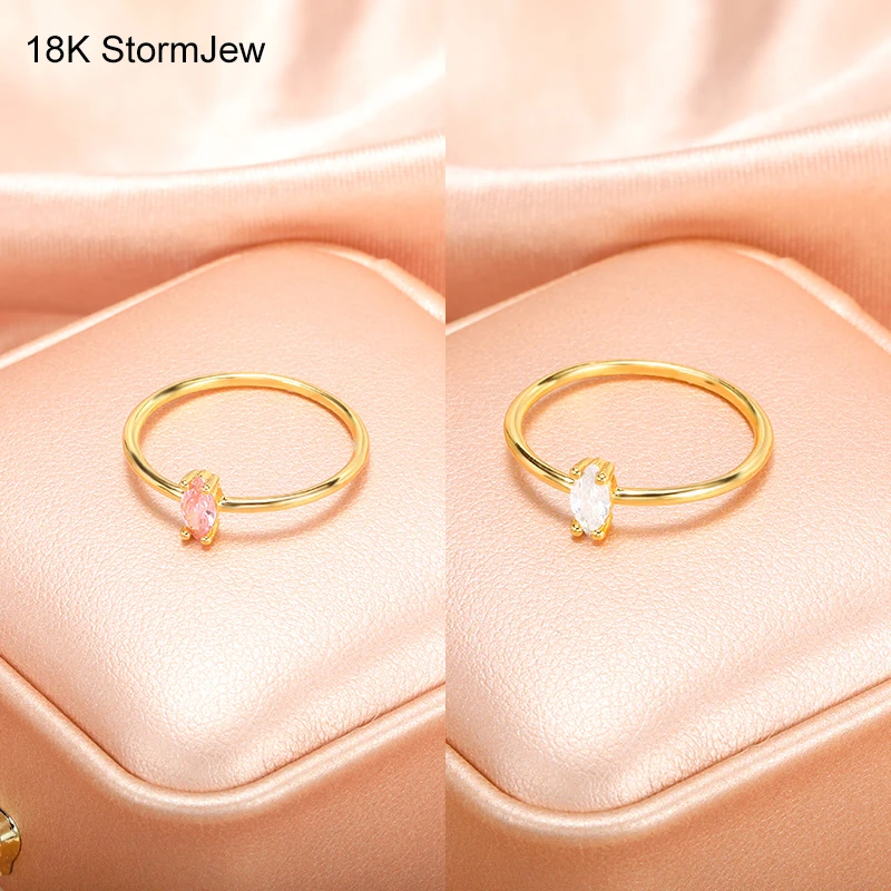 

New Pink Zircon Rings For Women Gold Silver Color Stainless Steel White Crystal Ring Wedding Bands Engagement Jewelry Girl Gifts