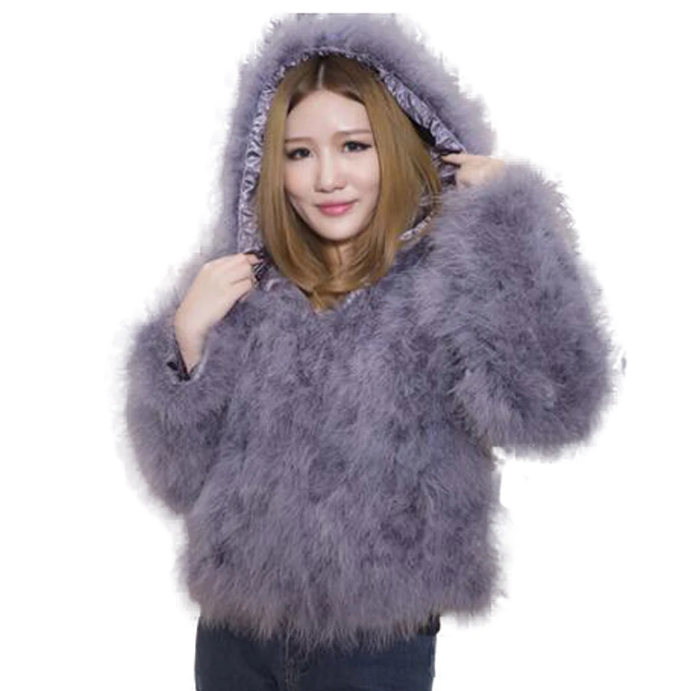 Free Shipping genuine ostrich coat with hat Women Ostrich Fur jacket waistcoats customized big size