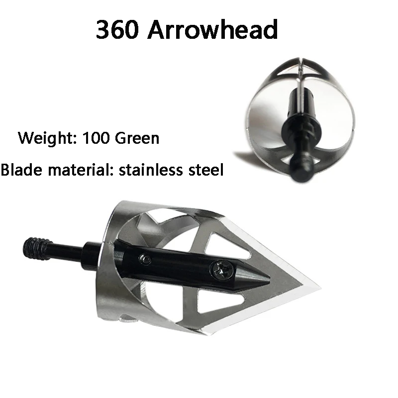 

3Pcs 100 Grains Arrowhead Archery Tips Point Shooting Hunting Bow and Arrow Accessories Stainless Steel Through Thread