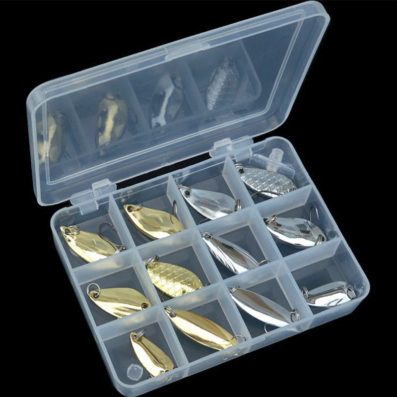 12 шт./кор. набор рыболовных ложек и приманок коробка для упаковки мини-ложка