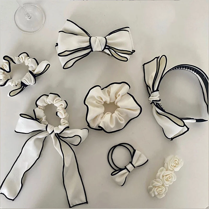 

Шпилька для волос в Корейском стиле INS, темпераментная фея, аромат, бант, черная шпилька для волос, Женская резинка для волос с черными краями...