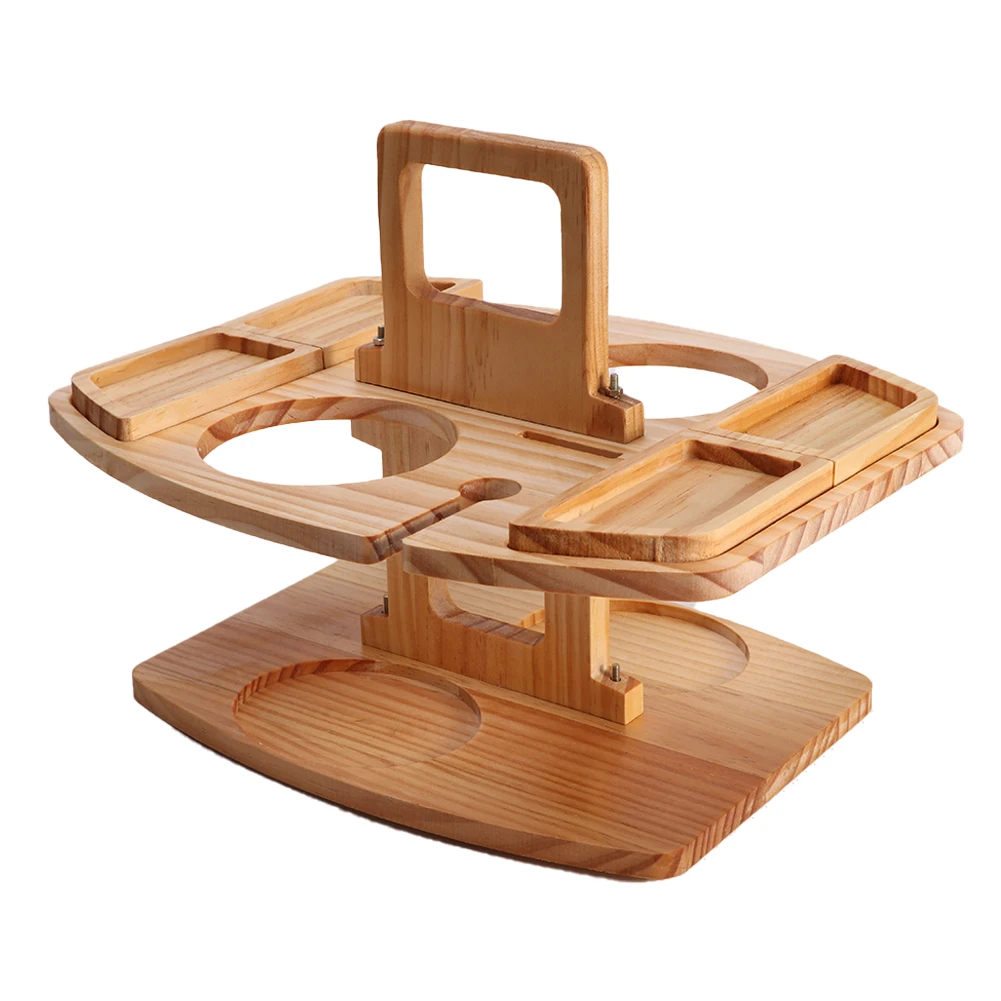 

Party Barbecue Furniture Wooden Picnic Table Portable Outdoor Camping Beach Garden With Glass Holder Home Lightweight Snack Tray