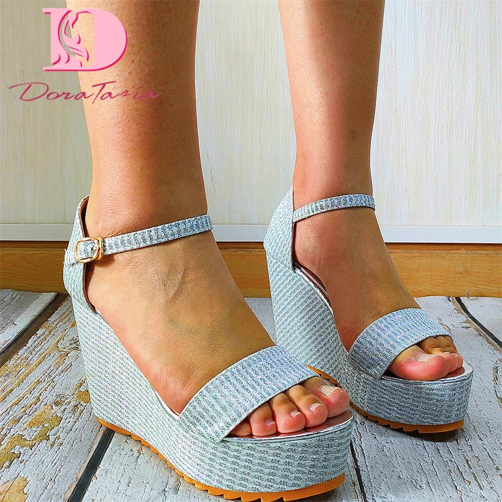 

DoraTasia Summer New Female Concise Simple women's Sandals Platform Wedges High Heels Sandals Women Casual Elegant Shoes Woman