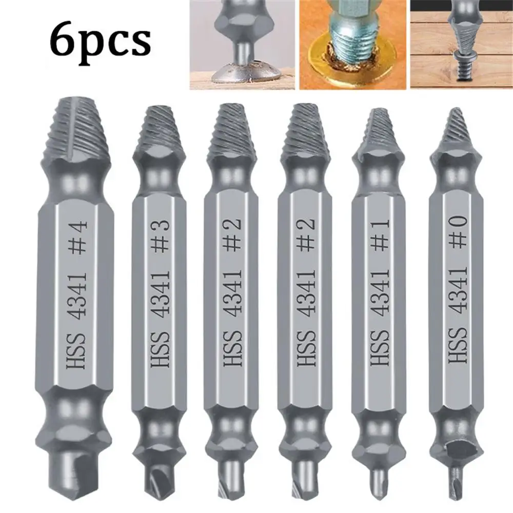 6 шт. экстрактор поврежденных винтов скоростное сверло инструмент двухстороннее