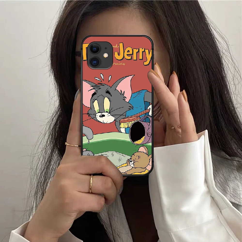 

Cartoon Cat Tom mouse Jerry Phone Case For Iphone 12 Mini 11 PRO X XR XS MAX 6 6s 7 8 Plus 4 5 5s SE 2020 black Bumper Trend