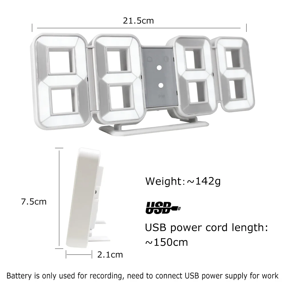 3D светодиодный настенные часы большие цифровые электронные цифры современный