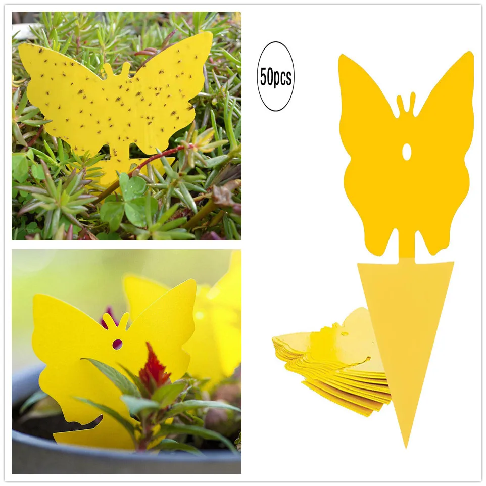 

50 Pcs Dual-sided Yellow Sticky Fly Trap And Fungus Gnat Traps Protect The Plant Non-toxic And Odorless Sticky