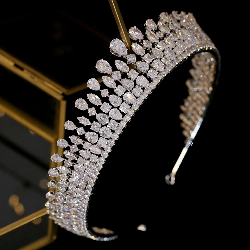 Свадебная тиара корона свадебная высококачественные украшения удлиненная за